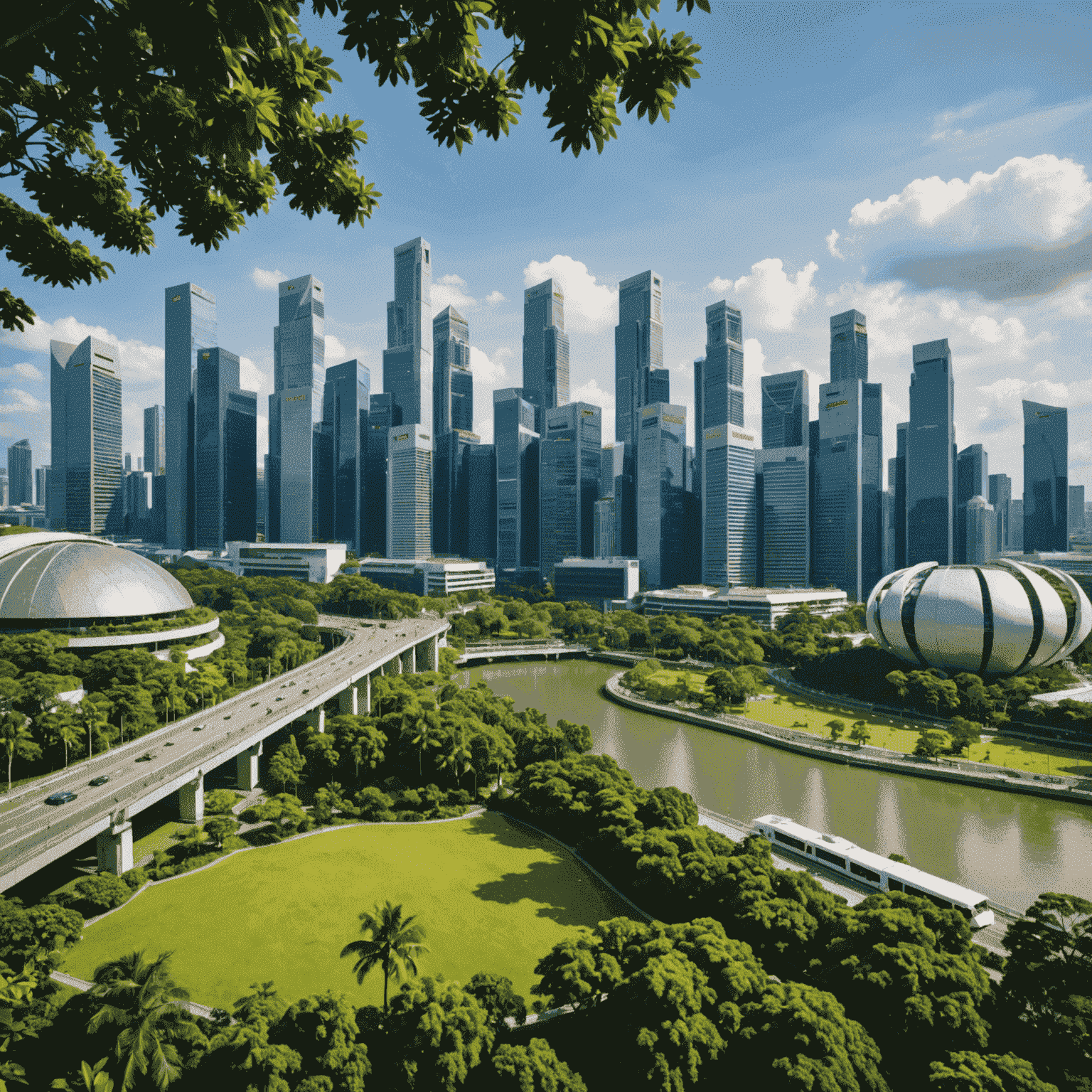 Singapore skyline showcasing modern infrastructure and green spaces, symbolizing smart public investments